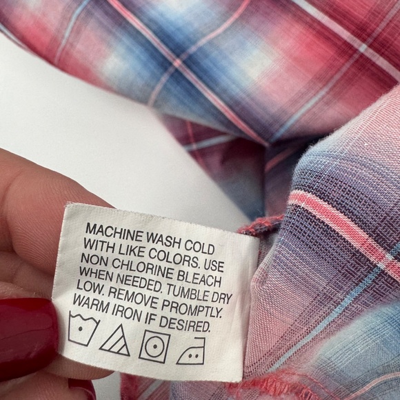 Canyon Guide Shirt Men Large Red Blue Plaid Snap Button Up Short Sleeves Western - Picture 8 of 11